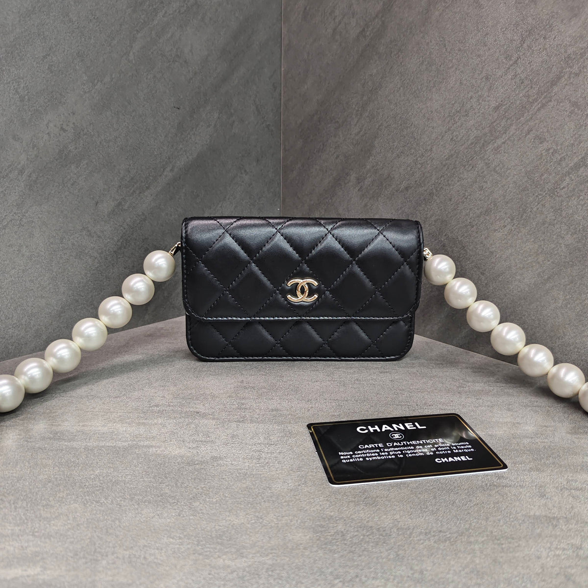 Chanel Large Pearl Chain WOC with Card