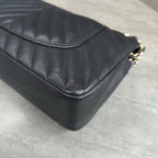 CHANEL Classic Flap Bag Black Chevron Caviar Leather Gold Hardware