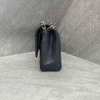 CHANEL Classic Flap Bag Black Chevron Caviar Leather Gold Hardware