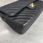 CHANEL Classic Flap Bag Black Chevron Caviar Leather Gold Hardware