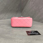 Chanel CF Square Mini Pink Silver Lambskin Chain Bag with Card