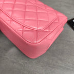 Chanel CF Square Mini Pink Silver Lambskin Chain Bag with Card