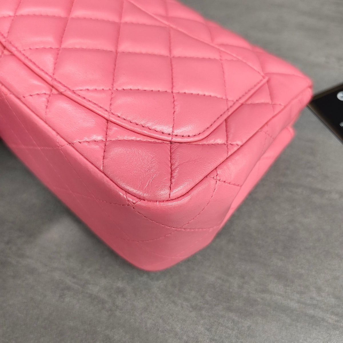 Chanel CF Square Mini Pink Silver Lambskin Chain Bag with Card