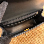 Chanel New 2024 Chip CF Handle Black Lambskin Double C Black Gold Handle Crossbody