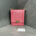 Chanel Vertical Leboy Pink Caviar Gold Hardware with Card