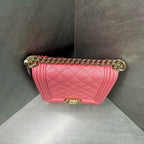 Chanel Vertical Leboy Pink Caviar Gold Hardware with Card