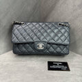 Chanel Classic Flap Caviar Leather Black Silver Hardware Chain Bag with Authenticity Card