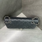 Chanel Classic Flap Caviar Leather Black Silver Hardware Chain Bag with Authenticity Card