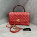 Chanel Coco Handle Red Caviar Calfskin Gold Hardware with Card