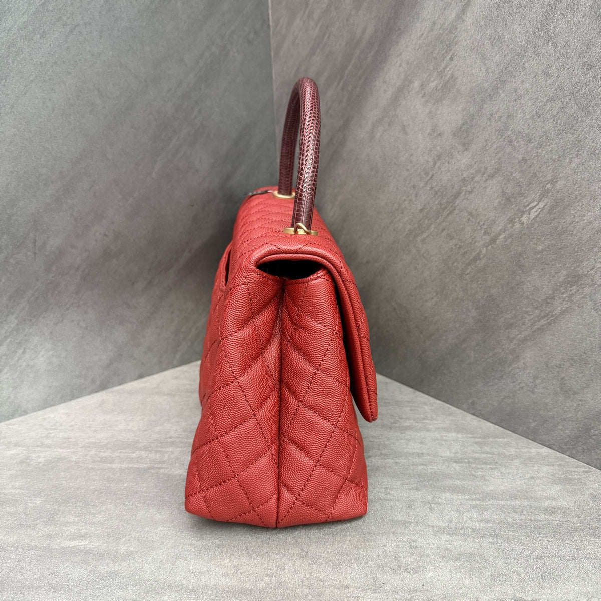 Chanel Coco Handle Red Caviar Calfskin Gold Hardware with Card