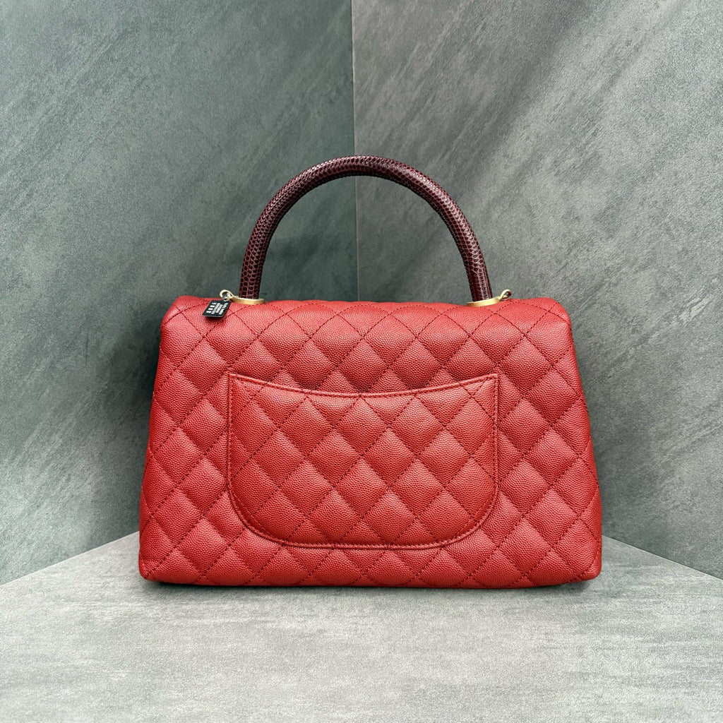 Chanel Coco Handle Red Caviar Calfskin Gold Hardware with Card