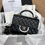 Chanel New 2024 Chip CF Handle Black Lambskin Double C Black Gold Handle Crossbody