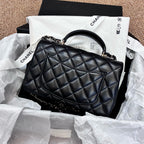 Chanel New 2024 Chip CF Handle Black Lambskin Double C Black Gold Handle Crossbody