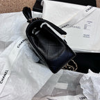 Chanel New 2024 Chip CF Handle Black Lambskin Double C Black Gold Handle Crossbody