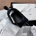 Chanel New 2024 Chip CF Handle Black Lambskin Double C Black Gold Handle Crossbody