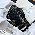 Chanel New 2024 Chip CF Handle Black Lambskin Double C Black Gold Handle Crossbody