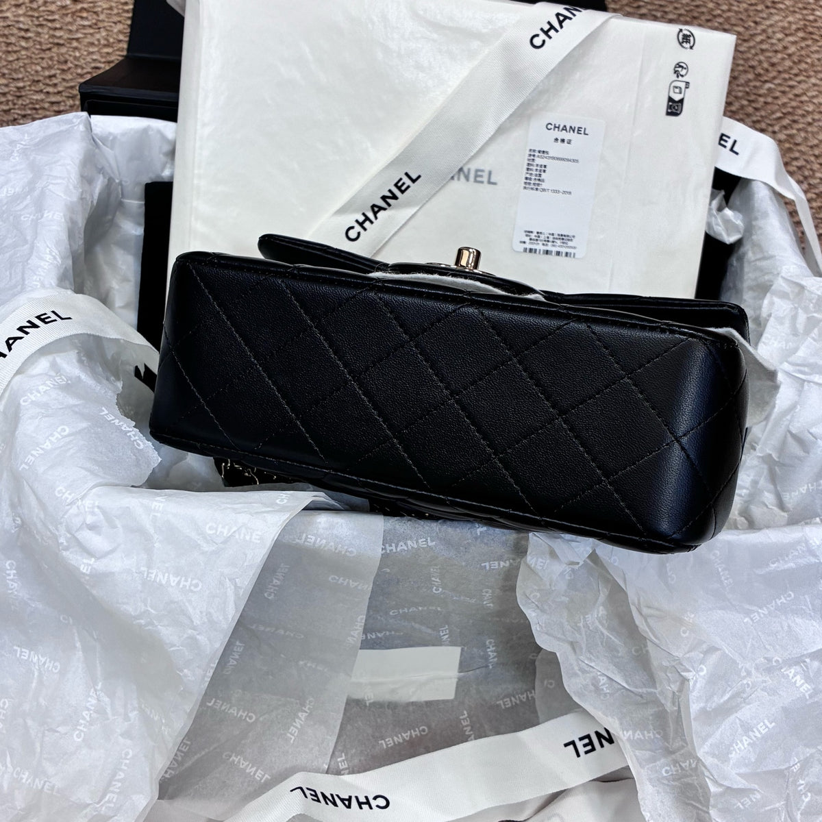 Chanel New 2024 Chip CF Handle Black Lambskin Double C Black Gold Handle Crossbody