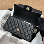 Chanel New 2024 Chip CF Handle Black Lambskin Double C Black Gold Handle Crossbody