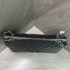 Chanel CF Maxi Black Silver Caviar Leather Chain Bag