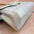 Goyard Saigon Mini White Wooden Handle Classic Embossed Monogram Cowhide Trim Orange Interior