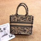 Dior 2023 Book Tote Paris Map Embroidery Tote Bag