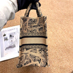 Dior 2023 Book Tote Paris Map Embroidery Tote Bag