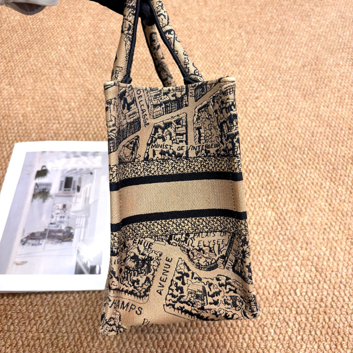 Dior 2023 Book Tote Paris Map Embroidery Tote Bag