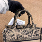 Dior 2023 Book Tote Paris Map Embroidery Tote Bag