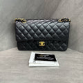 Chanel CF Black Lambskin Gold Hardware Chain Bag 19 Series with Card and Receipt