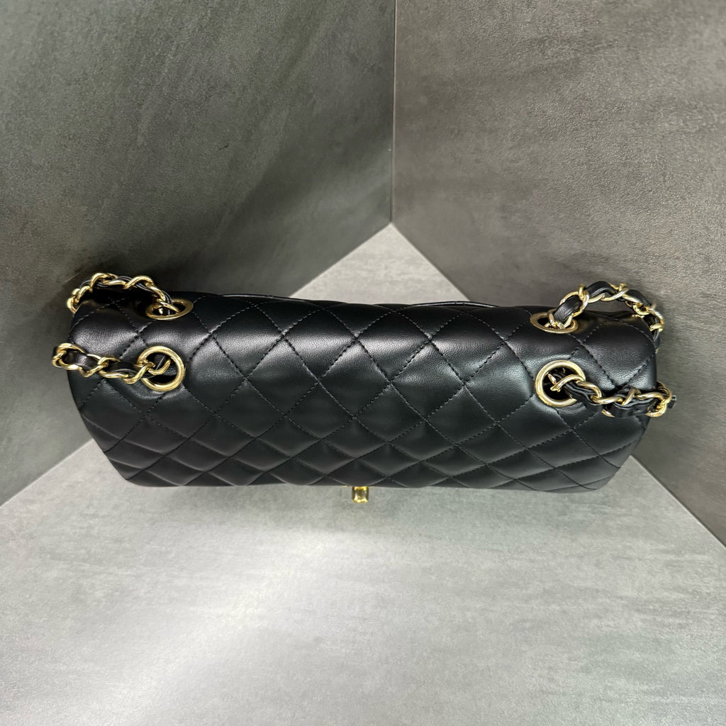 Chanel CF Black Lambskin Gold Hardware Chain Bag 19 Series with Card and Receipt