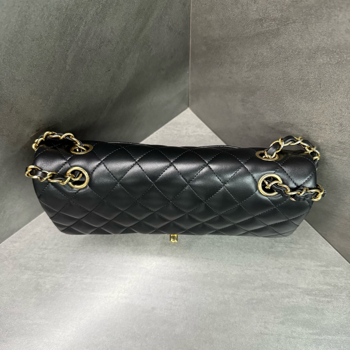 Chanel CF Black Lambskin Gold Hardware Chain Bag 19 Series with Card and Receipt