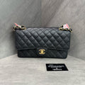 Chanel Classic Flap Caviar Leather Chain Bag in Black with Gold Hardware, 17 Series with Card