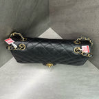 Chanel Classic Flap Caviar Leather Chain Bag in Black with Gold Hardware, 17 Series with Card