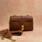Celine Teen Soft 16 in Classic Caramel Smooth Calfskin with Gold Hardware and Removable Wide Shoulder Strap, 2021