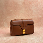 Celine Teen Soft 16 in Classic Caramel Smooth Calfskin with Gold Hardware and Removable Wide Shoulder Strap, 2021