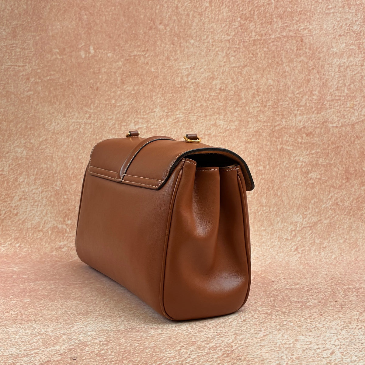 Celine Teen Soft 16 in Classic Caramel Smooth Calfskin with Gold Hardware and Removable Wide Shoulder Strap, 2021