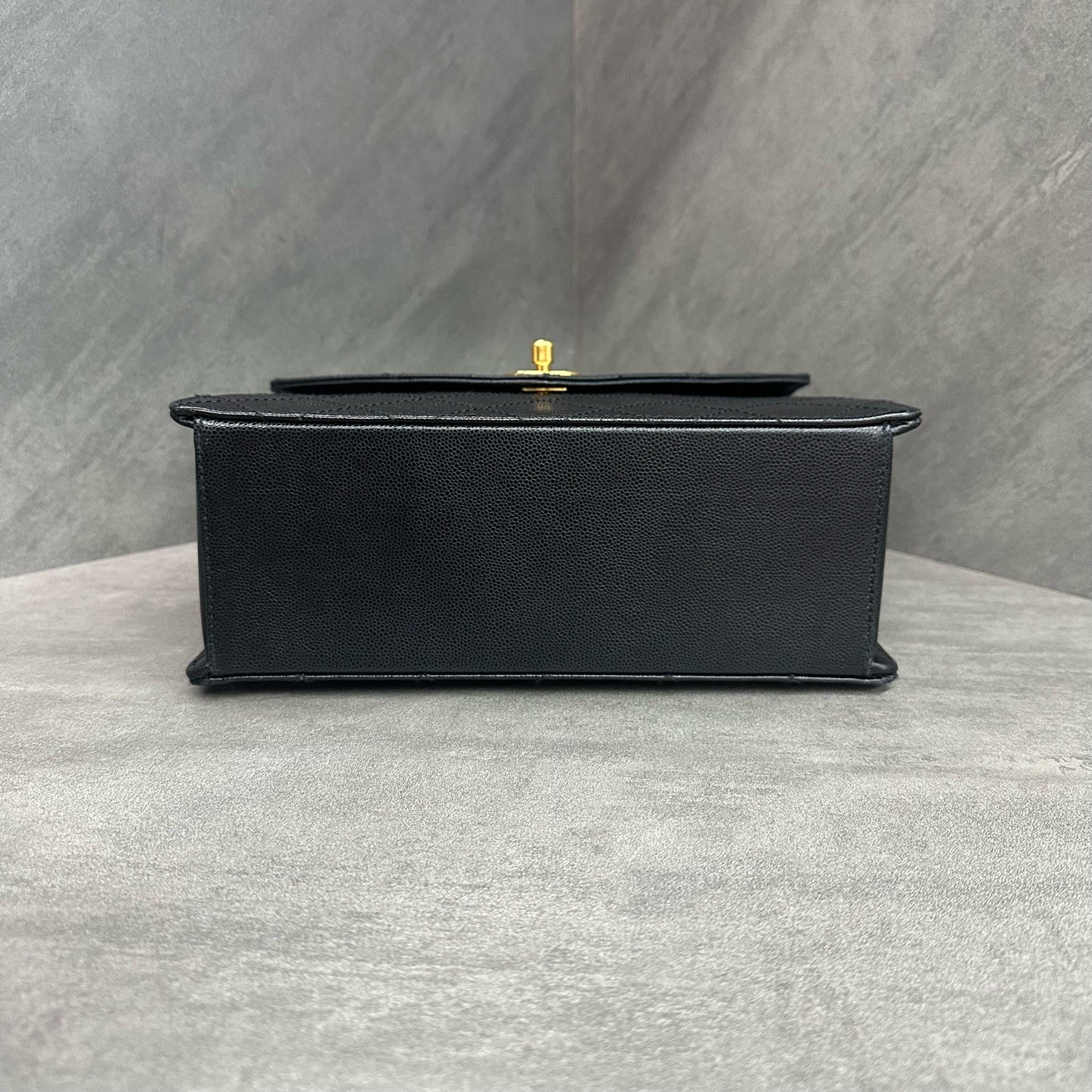 Chanel Black Gold Caviar Leather Vintage Kelly Bag, 5-series code, pristine original condition, flawless silhouette