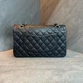 Chanel cf medium size black silver lychee cowhide chain bag, 16 opening type, three-dimensional inside clean