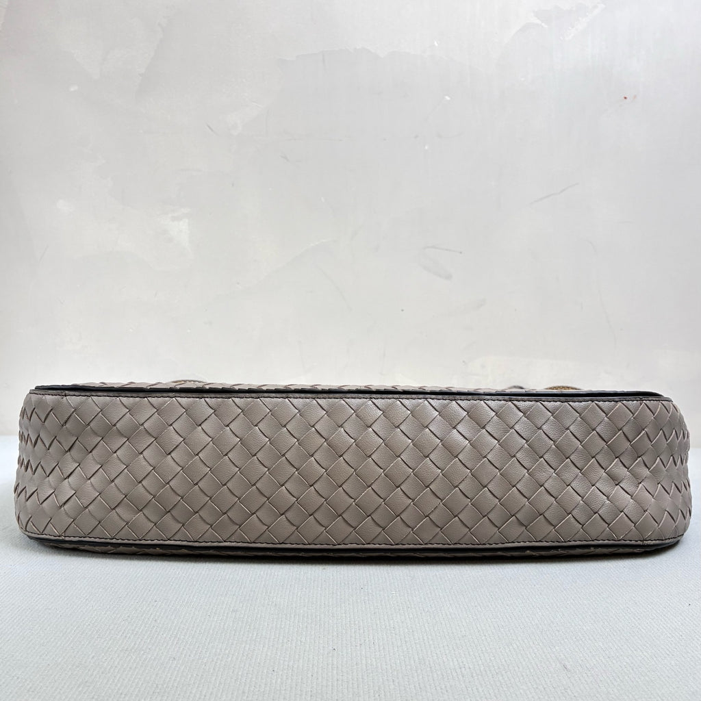 BV/Bottega Veneta Loop Woven Underarm Bag Handbag Elephant Gray 99% New Size 39*34