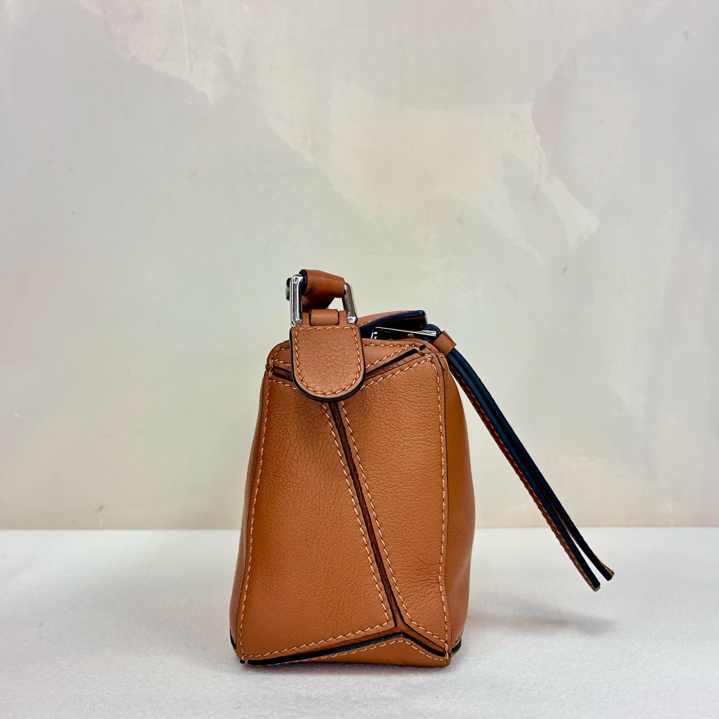 LOEWE 99% New Puzzle Mini Women's Bag Brown Leather with Removable and Adjustable Shoulder Strap
