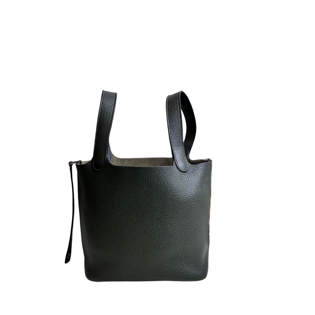 Hermes / Hermès Picotin 18 Basket P Stamp, 99% New   Dimensions: 18 x 13 x 18 cm   Color: Etain (Tin Gray)   Includes lock