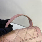 Chanel Mini Kelly Handbag Pink Gold Hardware Classic Mini Size with Outside Stitching Dimensions 19*12