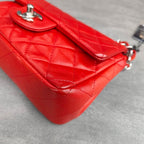 Chanel CF Mini Red and Silver Lambskin Chain Bag 15 Opening