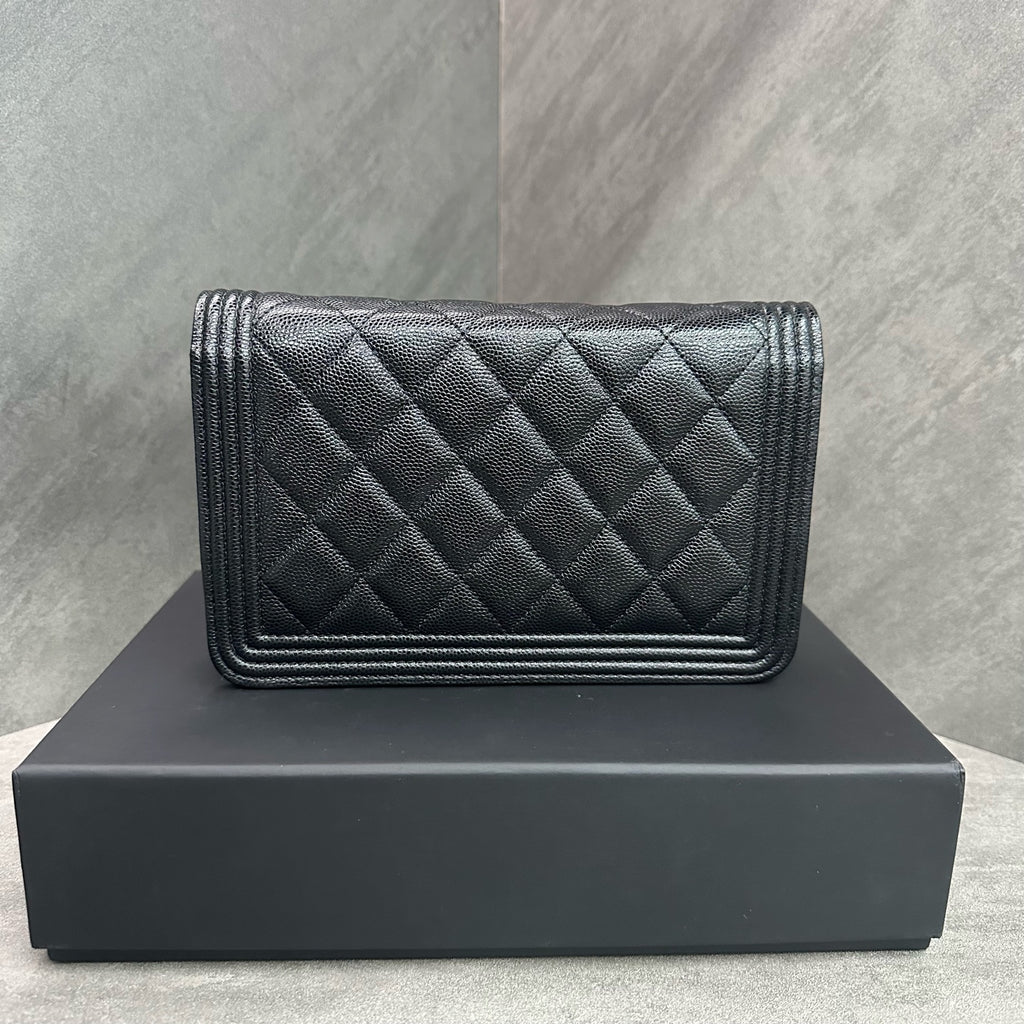 Chanel leboy woc Black-Gold Litchi Cowhide Chain Bag, Microchipped Version
