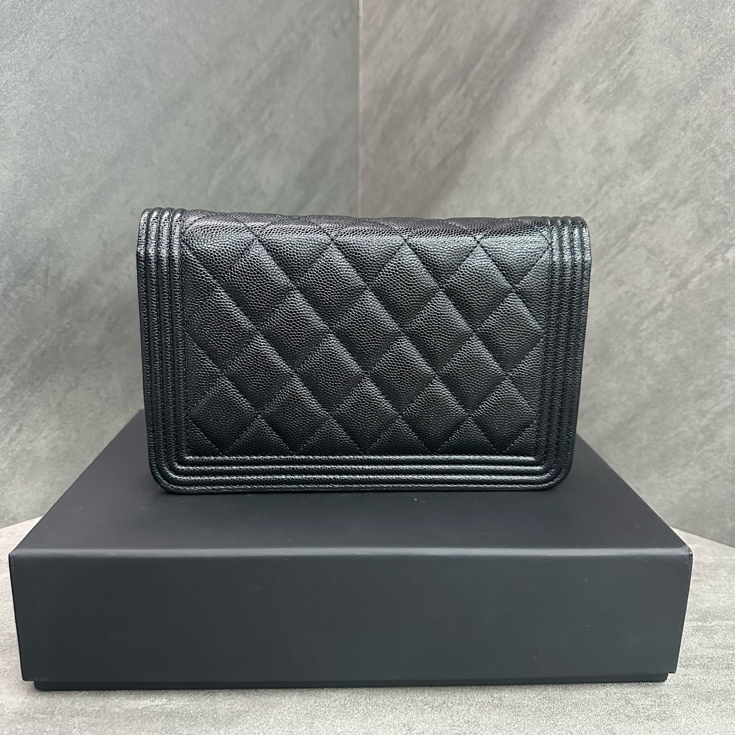 Chanel leboy woc Black-Gold Litchi Cowhide Chain Bag, Microchipped Version