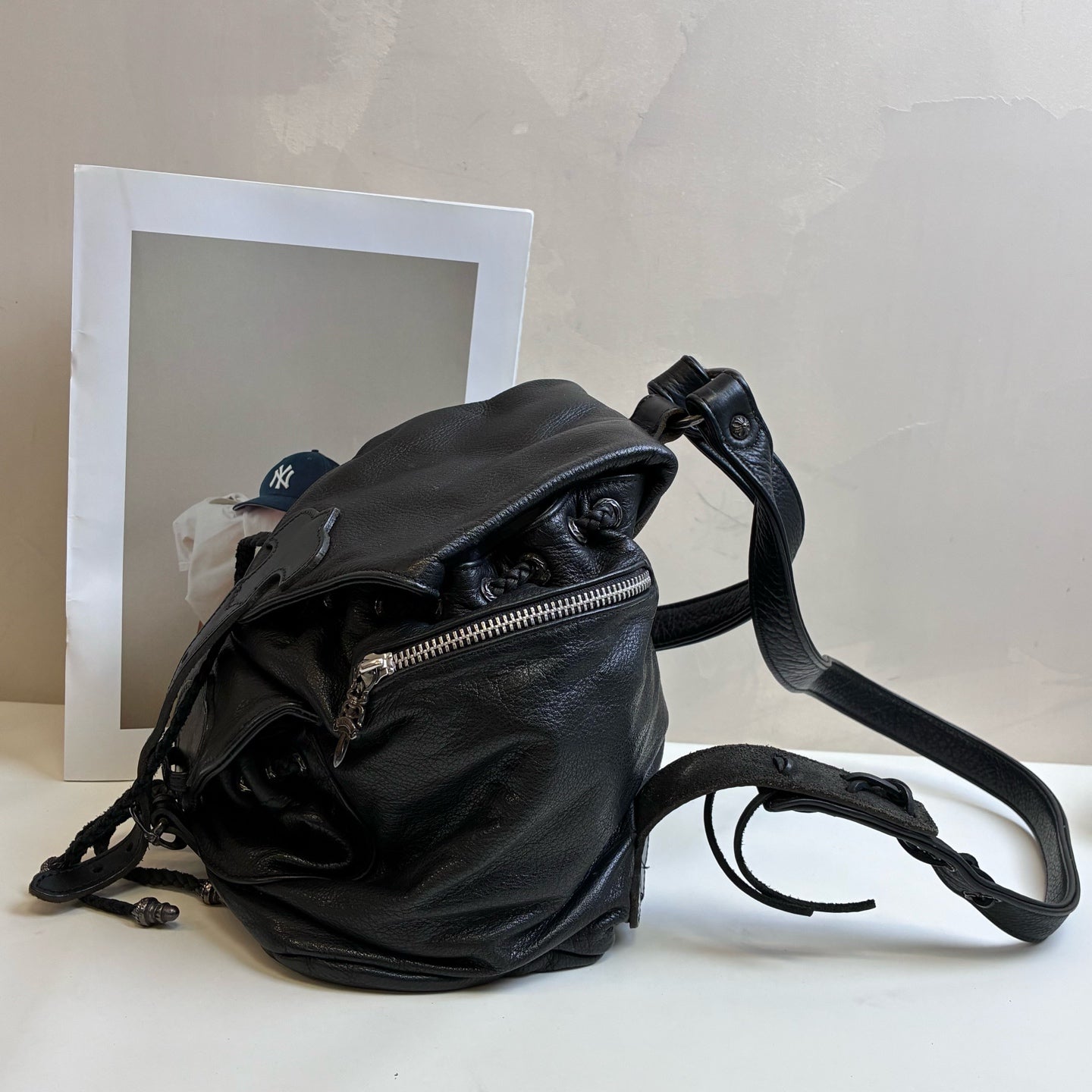 Chrome Hearts / 克罗心 Strapped Backpack Size 22*25*15 Cowhide Material Black 99% New Backpack