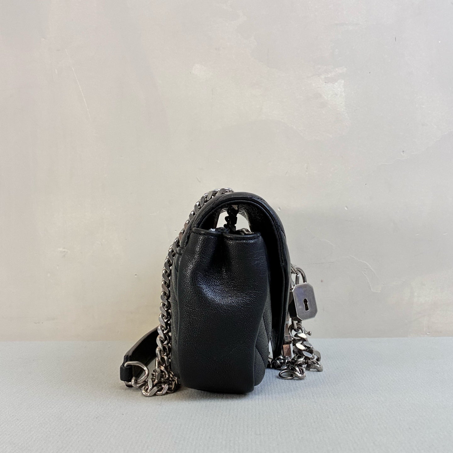 YSL/Saint Laurent Like New College Series Black Silver Hardware Mini Messenger Bag Shoulder Crossbody Bag Size 18*11*