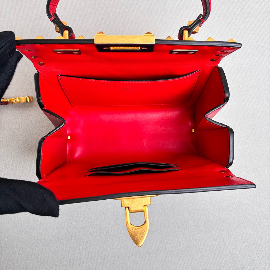 Valentino Red Box Rivet Bag with Adjustable Shoulder Strap Size 18.5*11.5