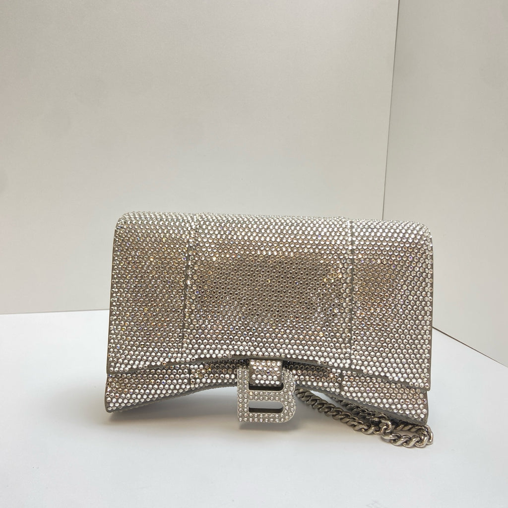 Balenciaga Hourglass Gem-Studded Shoulder Crossbody Bag   Accessories: Dust Bag   Retail Price: ¥30,000+