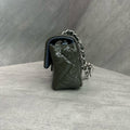 Chanel CF Large Mini Patent Leather Chain Bag with Silver-Tone Hardware, Olive Green, 20 Series